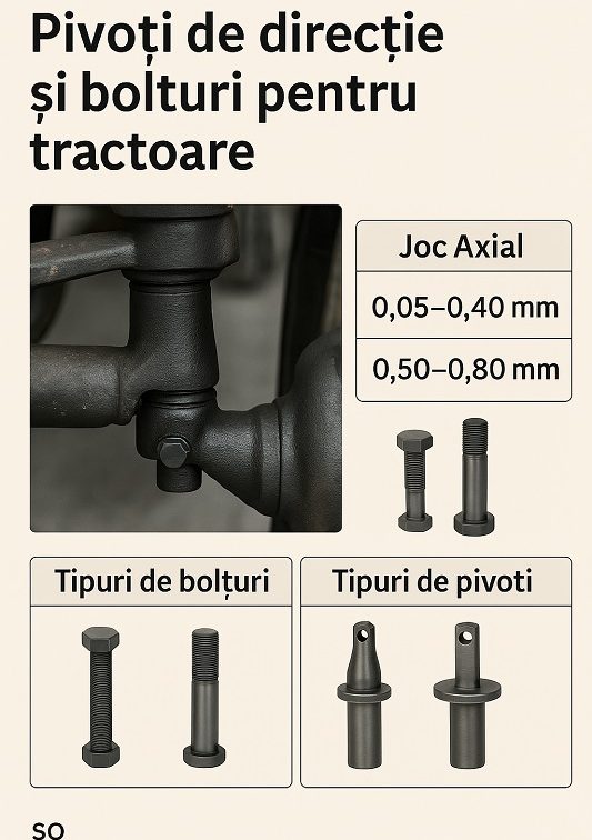 Pivoți de direcție și bolțuri pentru tractoare – sistem de direcție agricol