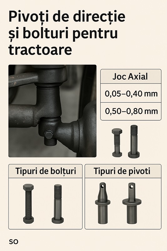 Pivoți de direcție și bolțuri pentru tractoare – sistem de direcție agricol