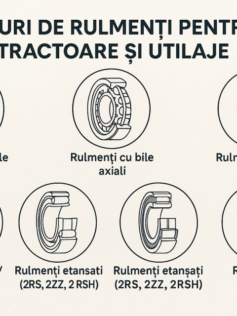 Tipuri de rulmenți pentru tractoare și utilaje agricole – bile, conici, cilindrici, sferici, ace, cu etanșare 2RS și 2ZZ