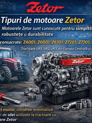 Motoare Zetor pentru tractoare – serii Z4001, Z6001, Z6701, Z7201, Z7701 și Z8002, ghid de identificare piese și ulei motor
