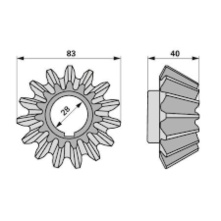 Pinion conic 15 dinti 010656